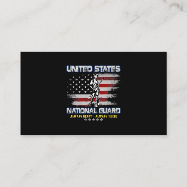 National Guard Veteran Always Ready American Flag  Business Card (Front)