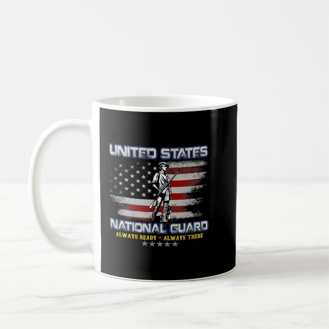 National Guard Veteran Always Ready American Flag  Coffee Mug (Left)