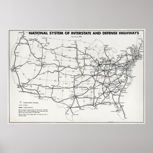 NATIONAL HIGHWAY MAP  1958 POSTER (Front)