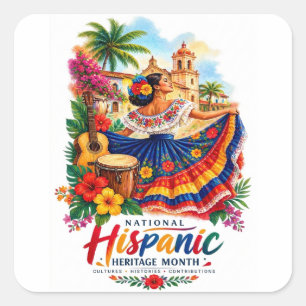 National Hispanic Heritage Month – Colourful Cultu Square Sticker