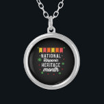 National Hispanic Heritage Month Funny Gift Silver Plated Necklace<br><div class="desc">National Hispanic Heritage Month Funny Gift 
hispanic, latinos, heritage, latina, spanish, vintage, retro, mexican, culture, mexico, flags, proud, gifts, pride, latin america, independence, countries, national hispanic heritage month, 2021, rainbow</div>