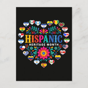 National Hispanic Heritage Month Heart Flags Holiday Postcard