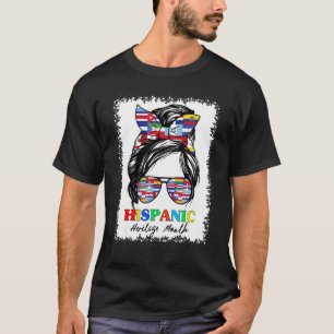 National Hispanic Heritage Month Latin Flags Messy T-Shirt