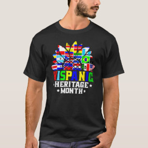 National Hispanic Heritage Month Latino Flags Sunf T-Shirt