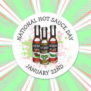 National Hot Sauce Day   January 22nd  Classic Round Sticker