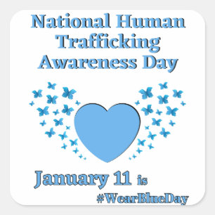 National Human Trafficking Awareness Day WearBlue Square Sticker