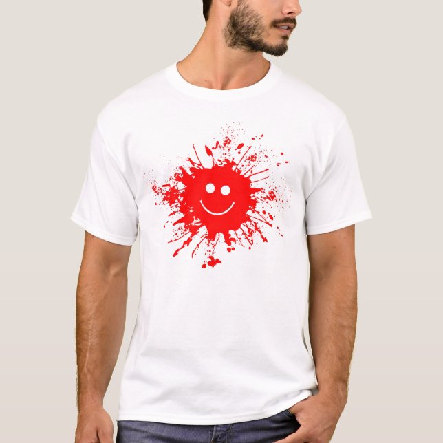 National Humour Month Red Paint Splatter Smile T-Shirt (Front)