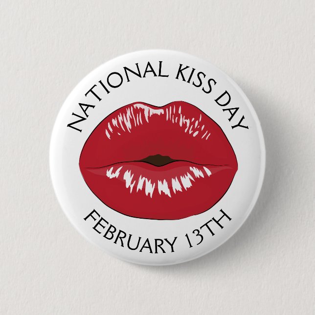 National Kiss Day February 13th Holiday Button (Front)
