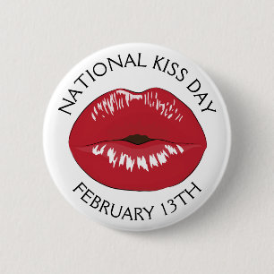 National Kiss Day February 13th Holiday Button