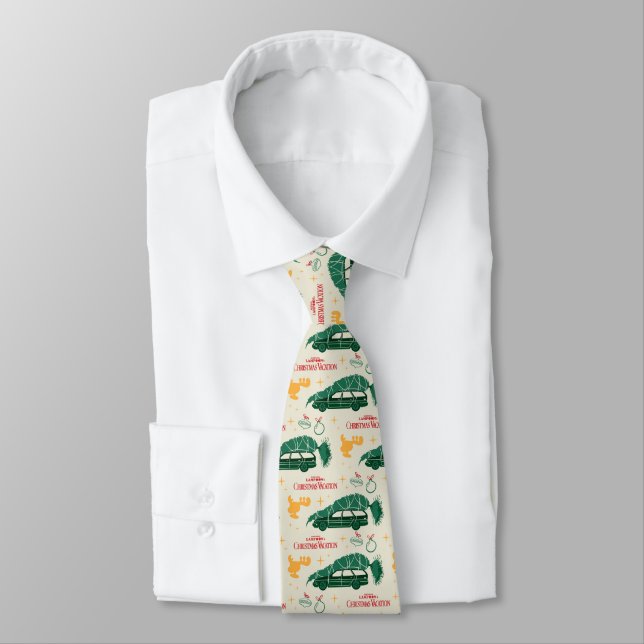 National Lampoon Christmas Tree on Car Pattern Tie (Tied)