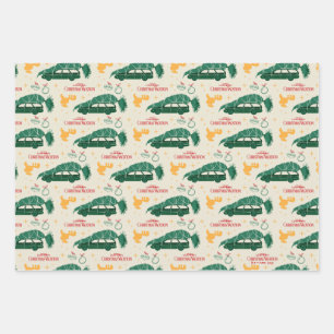 National Lampoon Christmas Tree on Car Pattern Wrapping Paper Sheet