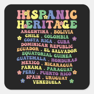 National Latino Countries Hispanic Heritage Month  Square Sticker