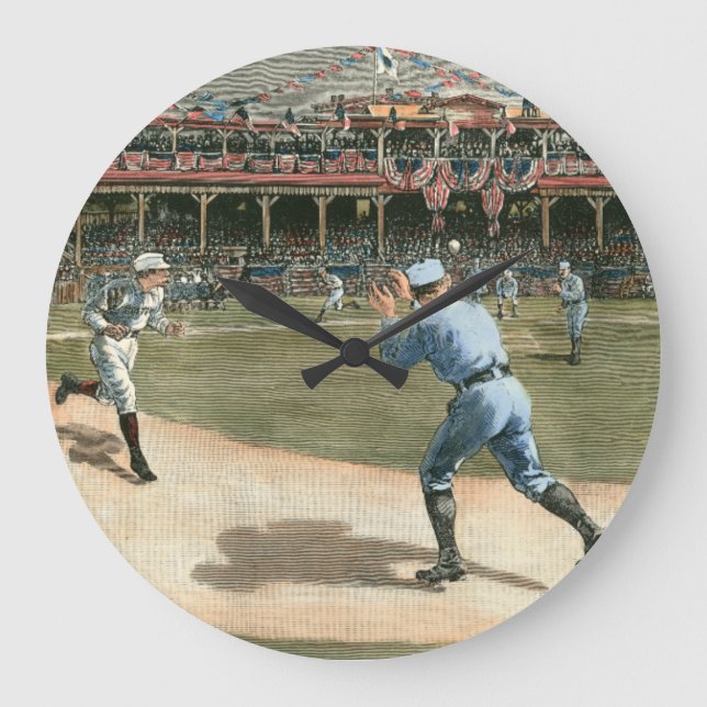 National League Baseball Game 1886 Large Clock (Front)