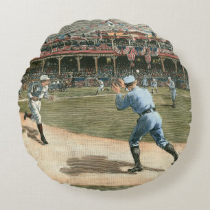 National League Baseball Game 1886 Round Cushion