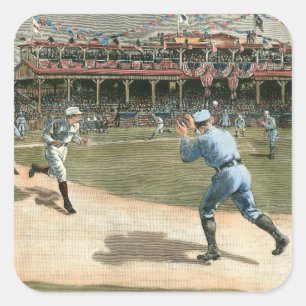 National League Baseball Game 1886 Square Sticker