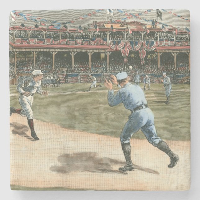 National League Baseball Game 1886 Stone Coaster (Front)