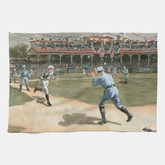 National League Baseball Game 1886 Tea Towel (Horizontal)