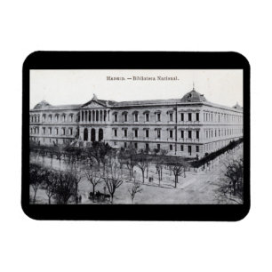 National Library, Madrid, Spain Vintage Style Magnet