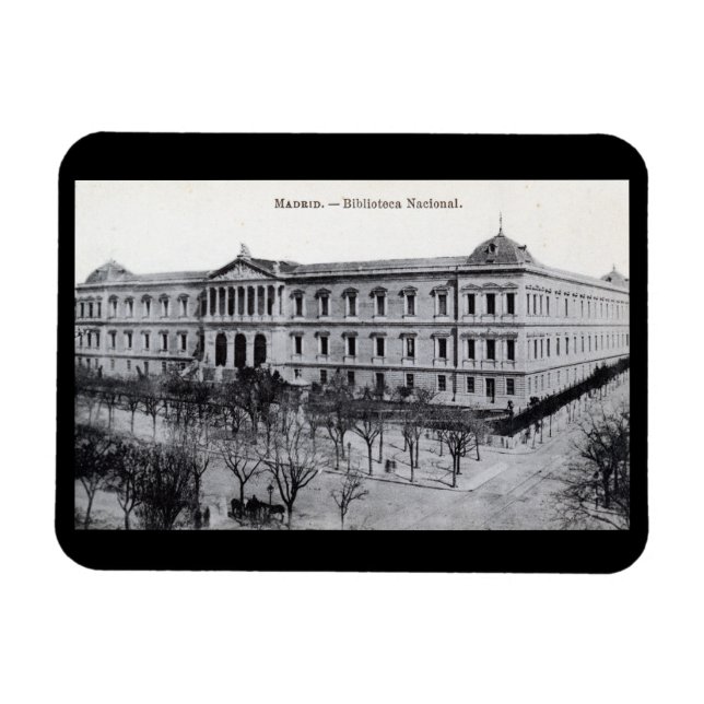 National Library, Madrid, Spain Vintage Style Magnet (Horizontal)