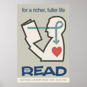 National Library Week 1961 Poster Mid-Century