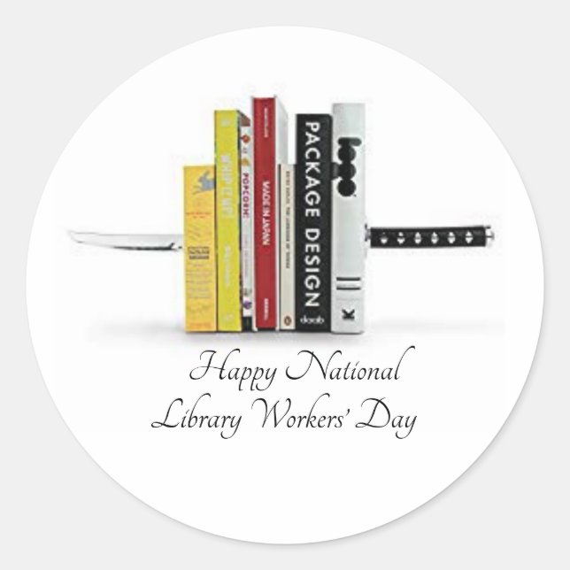 National Library Workers’ Day Classic Round Sticker (Front)