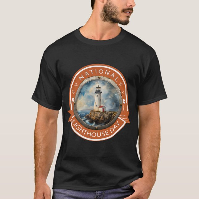 National Lighthouse Day Sign T-Shirt (Front)