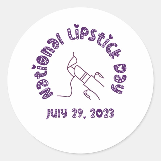 National Lipstick Day July 29, 2023 Classic Round Sticker (Front)