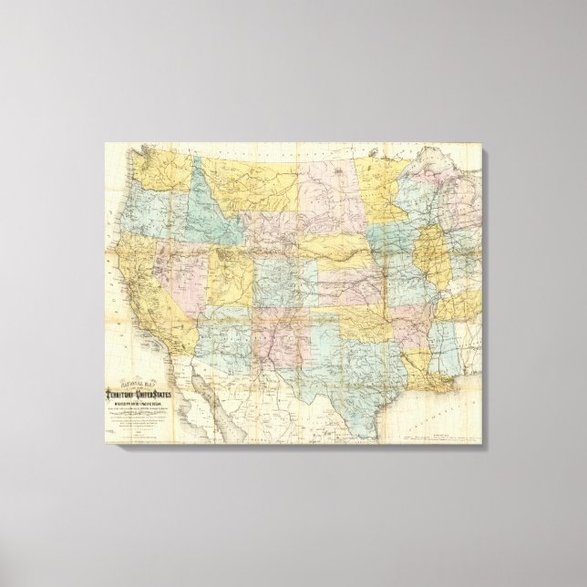 National Map Of The Territory Of The United States Canvas Print (Front)