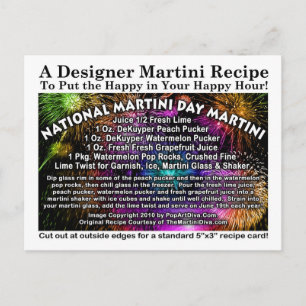 National Martini Day Martini Recipe Card Postcard