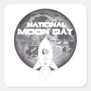 National Moon Day Classic Square Sticker