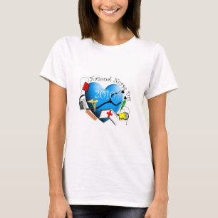 National Nurse Day Blue Heart Design T-Shirt