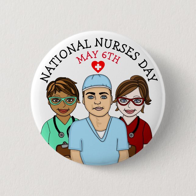 National Nurses Day May 6th   6 Cm Round Badge (Front)