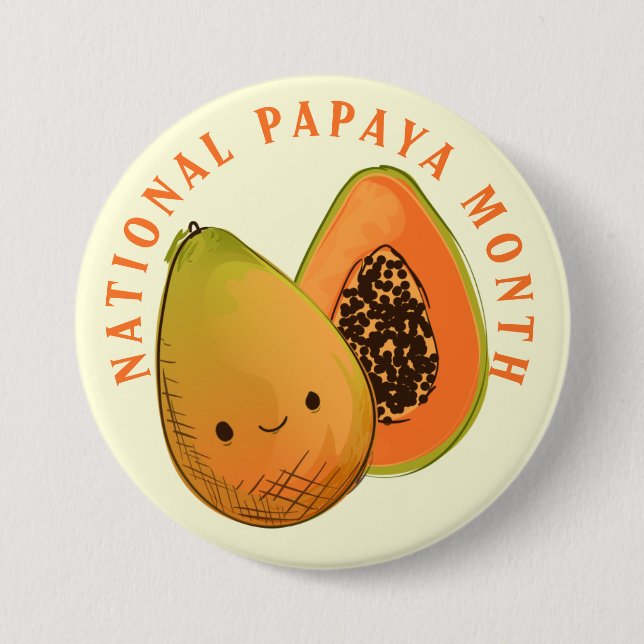 National Papaya Month Happy Fruit 7.5 Cm Round Badge (Front)