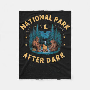 National Park After Dark Funny Bigfoot Alien Campi Fleece Blanket