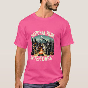 National Park After Dark Retro Skeleton Hiking Cam T-Shirt