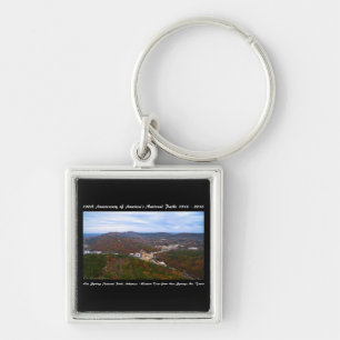 National Park Anniversary Hot Springs Autumn View Key Ring