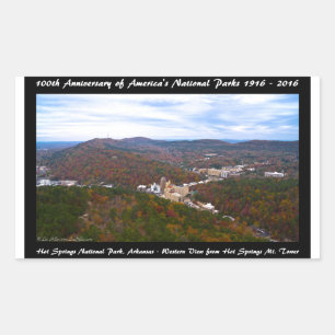 National Park Anniversary Hot Springs Autumn View Rectangular Sticker