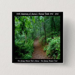 National Park Anniversary Hot Springs Mt Trail 15 Cm Square Badge