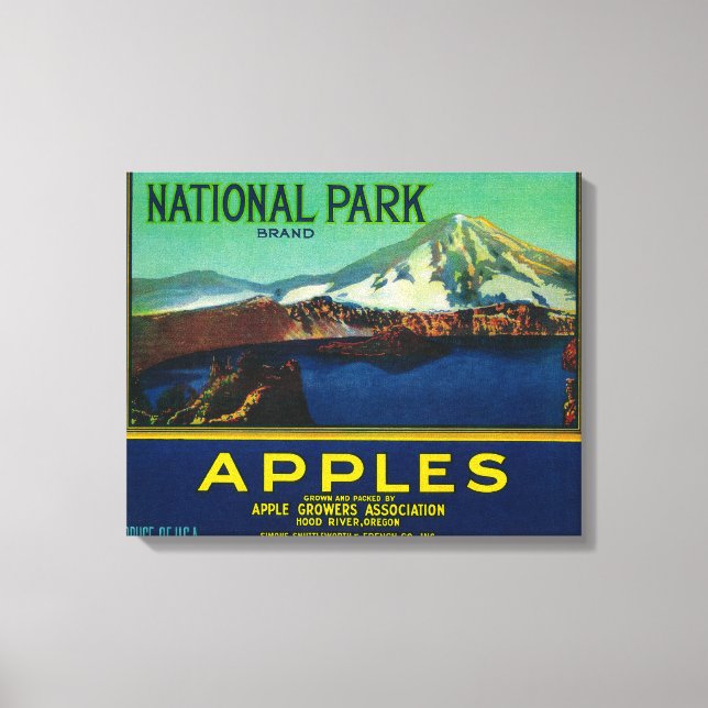 National Park Apple Crate LabelHood River, OR Canvas Print (Front)