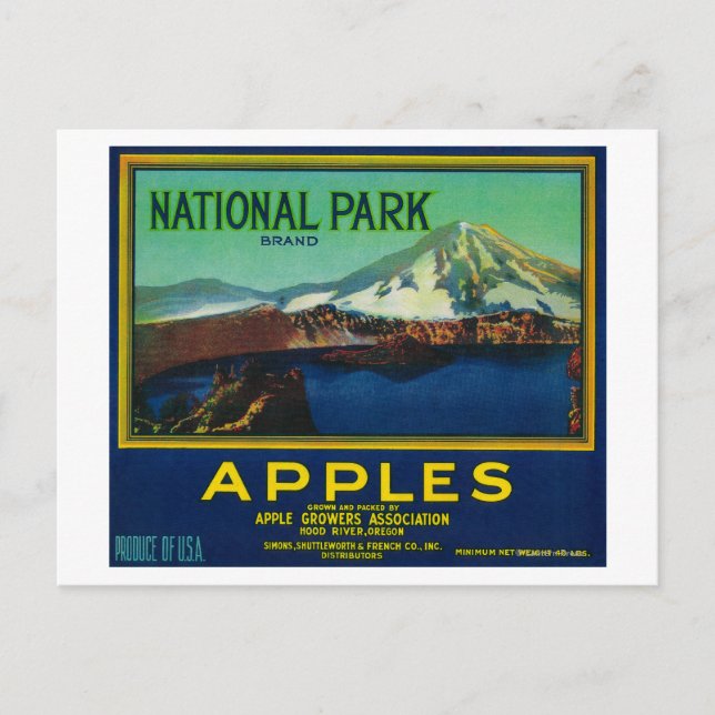 National Park Apple Crate LabelHood River, OR Postcard (Front)
