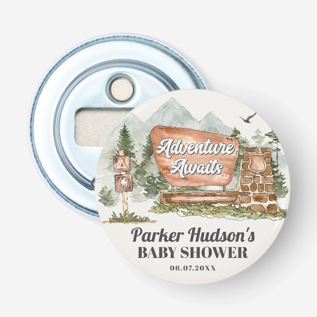 national park baby shower party favours bottle opener (Front)