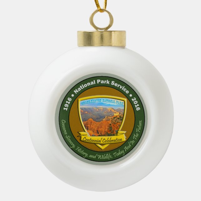 National Park Centennial Christmas Grand Canyon Ceramic Ball Christmas Ornament (Front)