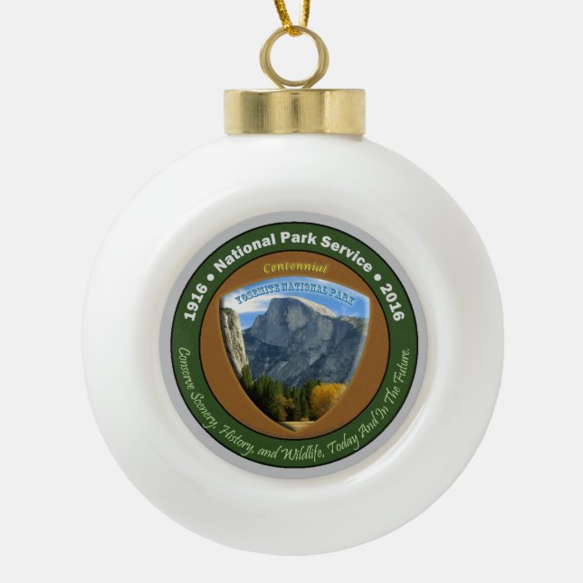 National Park Centennial Christmas Half Dome Ceramic Ball Christmas Ornament (Front)