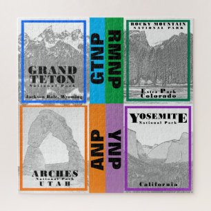National Park Collage - RMNP - YNP - ANP - GTNP Jigsaw Puzzle