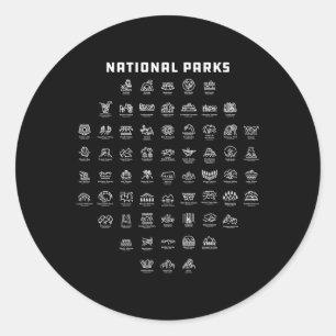 National Park Icons Classic Round Sticker