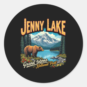 National Park Jenny Lake Vintage Trip Vacation Gra Classic Round Sticker