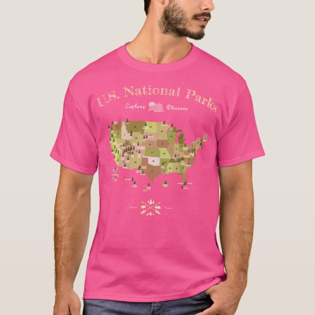 National Park Map Shirt All Us National Parks Vint (Front)