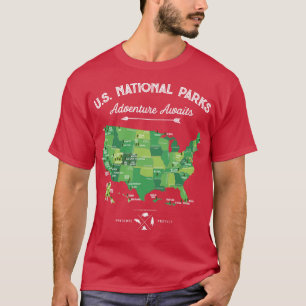 National Park Map Vintage All 59 National Parks Gi T-Shirt