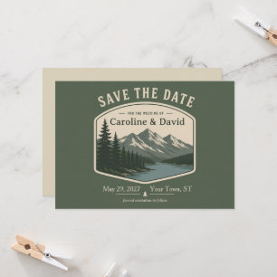 National Park Mountain Lake Wedding Save the Date Invitation