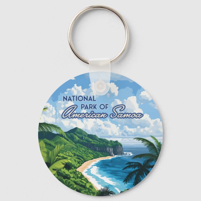National Park of American Samoa Beach Rainforest Key Ring (Front)